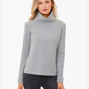 Dudley Stephens Light Gray Park Slope Terry Fleece Turtleneck, Size Small